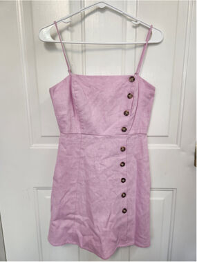 Copper Key Pink Mini Dress with Button Detail